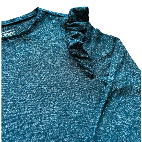 Girls softest tee jumping beans, long sleeves 6X Dark green ruffles on sides - Picture 2 of 5